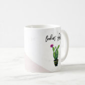 Lookin'Sharp | Blush roze marmer en Cactus Koffiemok (Voorkant rechts)
