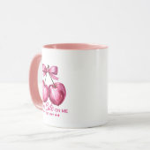 Looks Cute On Me" Cherry Mug – Pink Bow & Sparkle  (Devant gauche)