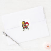 Loon als warrior met Cape Vierkante Sticker (Envelop)