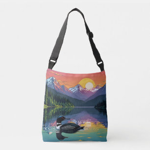 Loon bij zonsondergang crossbody tas