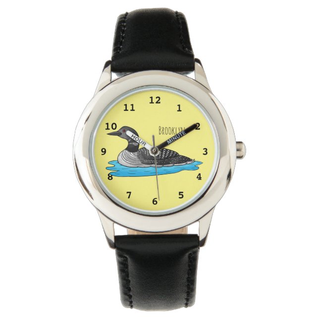 Loon bird cartoon illustratie horloge (Voorkant)