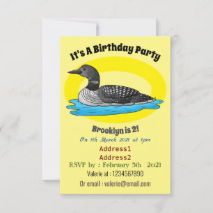 Loon bird cartoon illustratie kaart