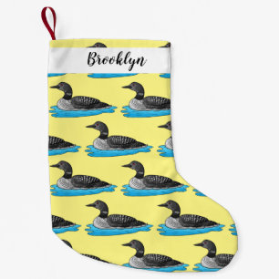 Loon bird cartoon illustratie kleine kerstsok