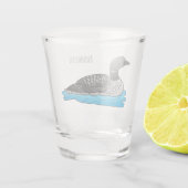 Loon bird cartoon illustratie shot glas (Achterkant)