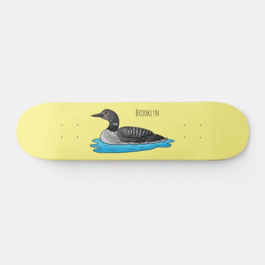 Loon bird cartoon illustratie skateboard (Horizontaal)