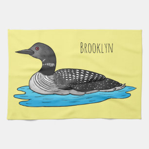 Loon bird cartoon illustratie theedoek