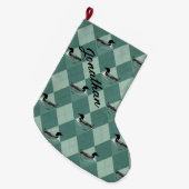 Loon Birds Soft Blauwgroen Argyle Pattern Lake Cab Grote Kerstsok (Voorkant (Hangend))