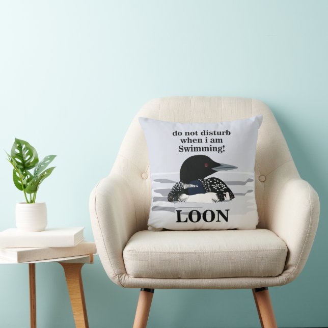 Loon Common Loon Bird Lake Grappig Kussen (Stoel)