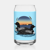 Loon Couple coucher de soleil bleu (Recto)