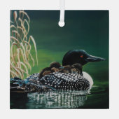 Loon Family Outing Glas Ornament (Achterkant)