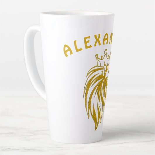 Loon met kroon - gouden stijl 2 latte mok (Linkerhoek)