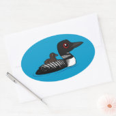 Loon met kuiken ovale sticker (Envelop)