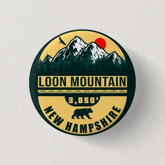 Loon Mountain NH — Retro  skipaarten 60 s Ronde Button 3,2 Cm (Voorkant)