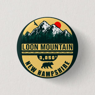 Loon Mountain NH — Retro skipaarten 60 s Ronde Button 3,2 Cm
