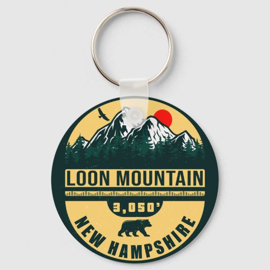 Loon Mountain NH — Retro  skipaarten 60 s Sleutelhanger (Voorkant)