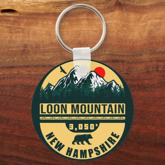 Loon Mountain NH — Retro  skipaarten 60 s Sleutelhanger (Voorkant)