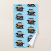 Loon paar zonsondergang blauw bad handdoek (Handdoek)