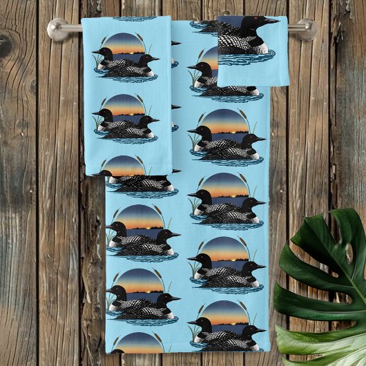 Loon paar zonsondergang blauw bad handdoek