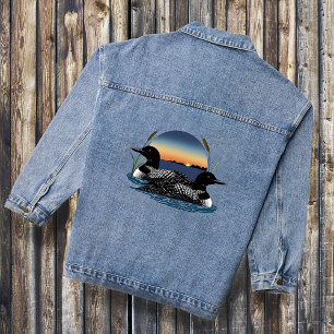 Loon paar zonsondergang blauw denim jacket