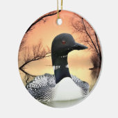 Loon Reflections Keramisch Ornament (Links)