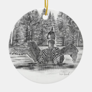 Loon spreidende vleugels keramisch ornament