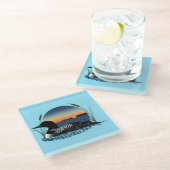 Loon Sunset Blue Glazen Onderzetter (Schuin)