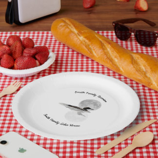 Loon Under Full Moon Paper Plate Papieren Bordje