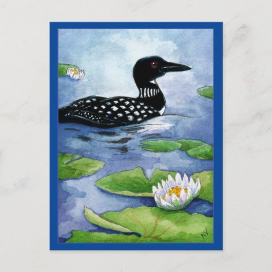 Loon, watervogel, natuur, briefkaart van het noord (Voorkant)