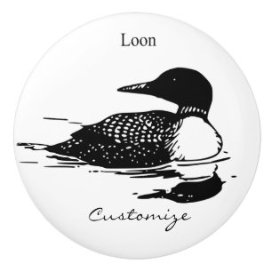 Loon Zwemmende Vogel Kunst Thunder_Cove Keramische Knop