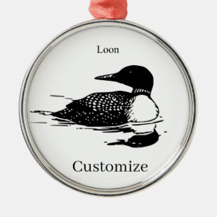 Loon Zwemmende Vogel Kunst Thunder_Cove Metalen Ornament