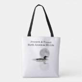 Loon zwemt in het maanlicht Canvas tas II (Achterkant)