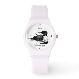 Loon-zwemvogels Art Thunder_Cove Horloge