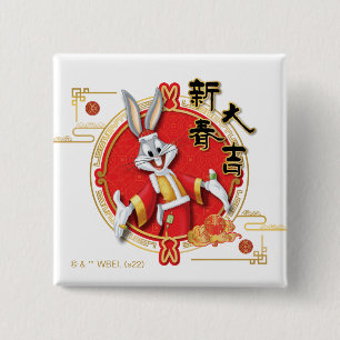 LOONEY TUNES™ BUGS BUNNY™ Lente Geluk Vierkante Button 5,1 Cm