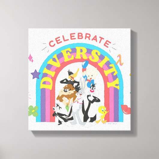 LOONEY TUNES™ - Celebrate Diversity Pride Rainbow Canvas Afdruk (Voorkant)