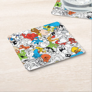 LOONEY TUNES™ Colour Pop Pattern Vierkante Kartonnen Onderzetter