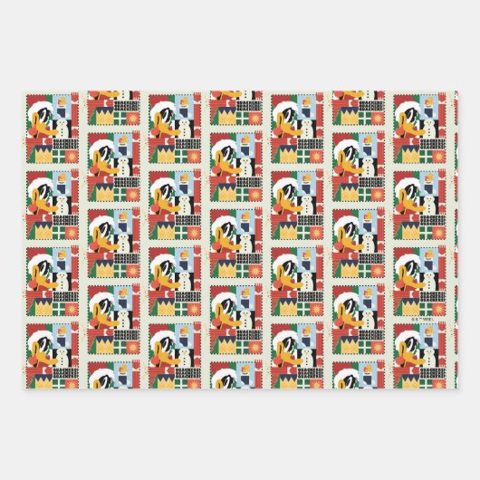 LOONEY TUNES™ DAFFY DUCK™ Holiday Quackers Inpakpapier Vel (Voorkant)