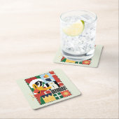 LOONEY TUNES™ DAFFY DUCK™ Holiday Quackers Vierkante Kartonnen Onderzetter (Insitu)