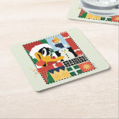 LOONEY TUNES™ DAFFY DUCK™ Holiday Quackers Vierkante Kartonnen Onderzetter (Schuin)