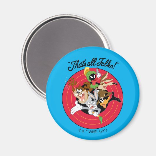 LOONEY TUNES™ "DAT IS ALLE FOLKS!™" Bullseye Group Magneet (Voorkant / Achterkant)