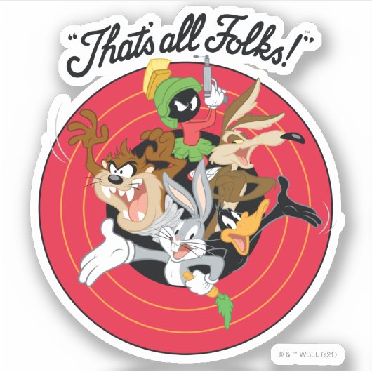 LOONEY TUNES™ "DAT IS ALLE FOLKS!™" Bullseye Group Sticker (Voorkant)