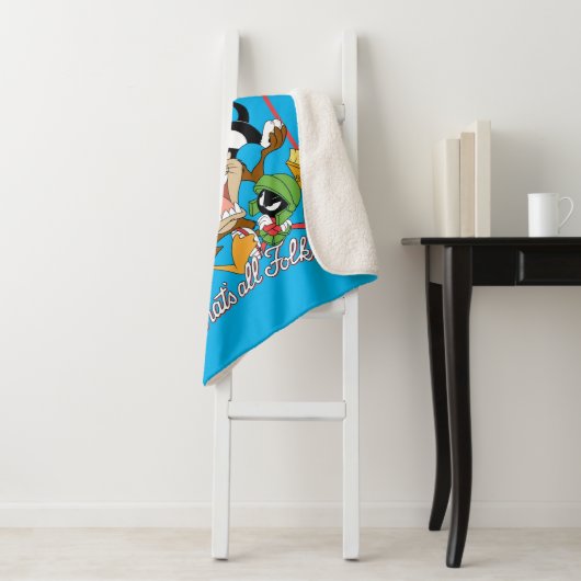 LOONEY TUNES™ "DAT IS ALLEMAAL FOLKS!™" Group Stac Sherpa Deken (In situ)