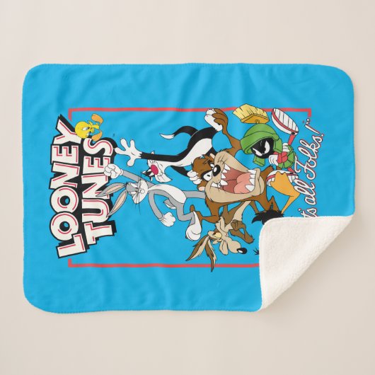 LOONEY TUNES™ "DAT IS ALLEMAAL FOLKS!™" Group Stac Sherpa Deken (Voorkant (horizontaal))