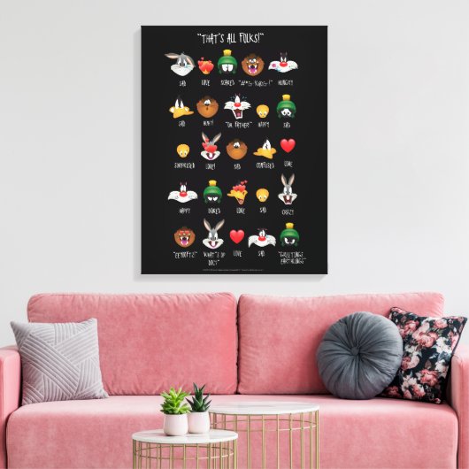LOONEY TUNES™ Emoji Chart Canvas Afdruk (Insitu (Woonkamer))