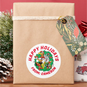 LOONEY TUNES™ Group Kerstmis Wreater Ronde Sticker