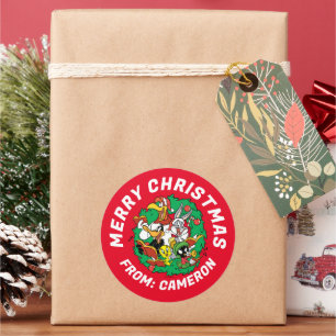 LOONEY TUNES™ Group Kerstmis Wreater Ronde Sticker