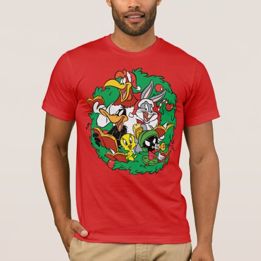 LOONEY TUNES™ Group Kerstmis Wreater T-shirt (Voorkant)