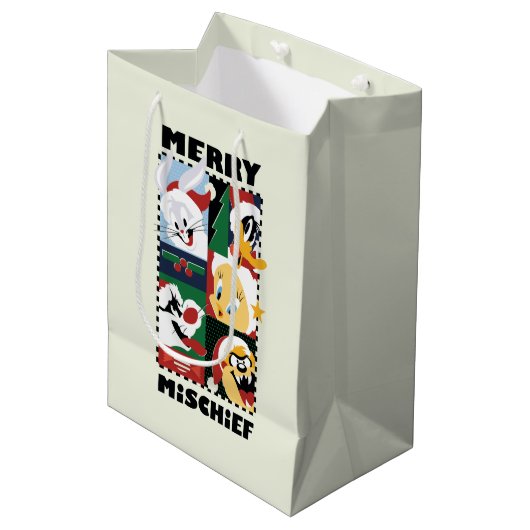 LOONEY TUNES™ Holiday Merry Mischief Medium Cadeauzakje (Voorkant Gekanteld)