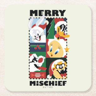 LOONEY TUNES™ Holiday Merry Mischief Vierkante Kartonnen Onderzetter