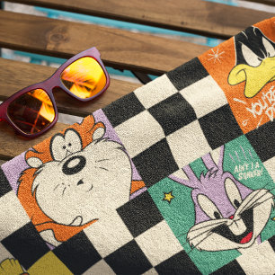 LOONEY TUNES™-personages op zwart-wit dambord Strandlaken