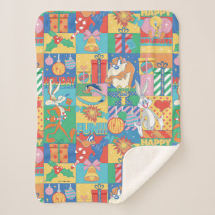LOONEY TUNES™   Prettige feestdagen kerstpatroon Sherpa Deken